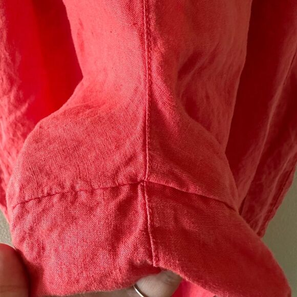 Athleta Playa 100% Linen Crop Pants Red Orange Size 10 Long - Picture 7 of 10